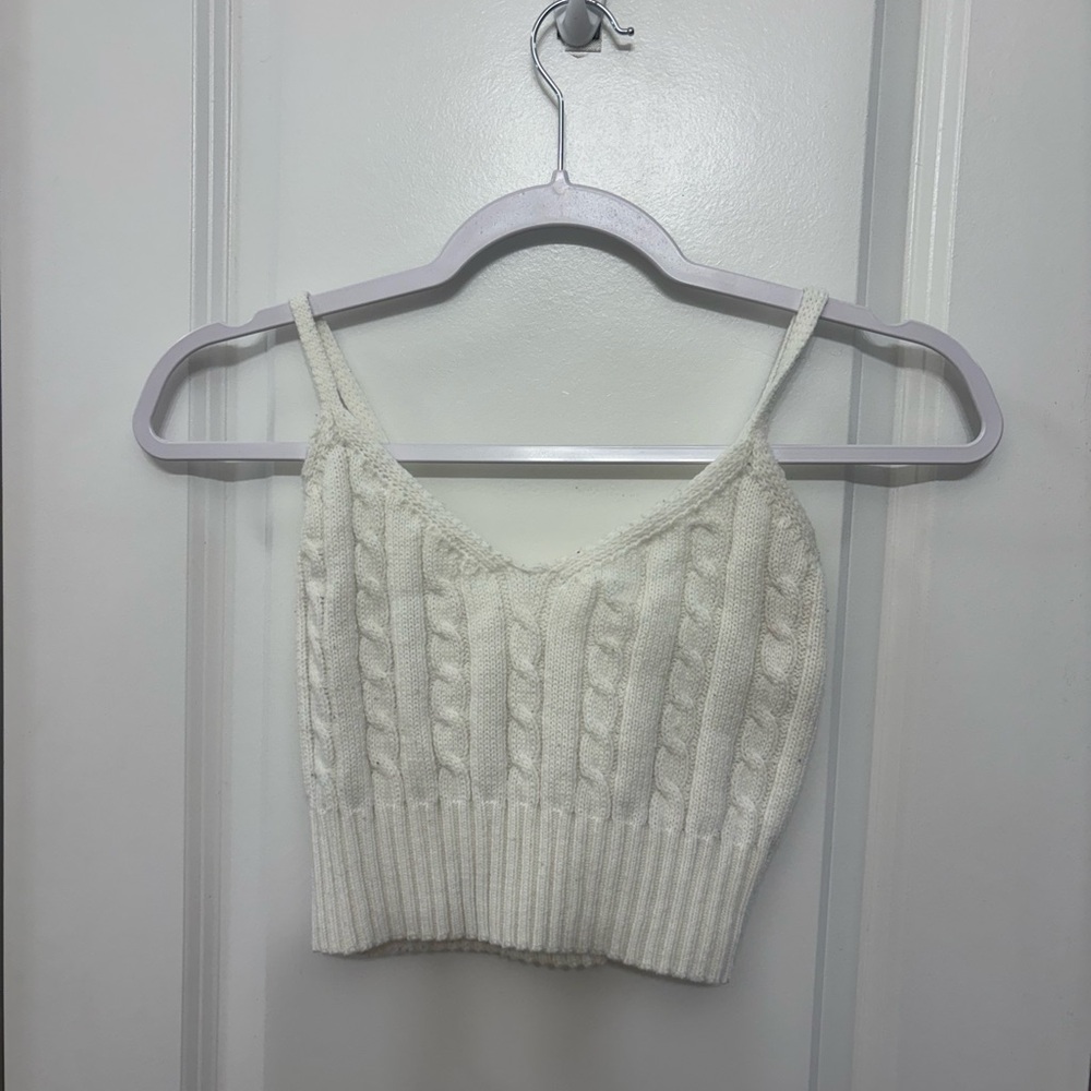 White Cable Knit Women's Top